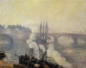 卡米耶 毕沙罗 : The Corneille Bridge, Rouen, Morning Mist
